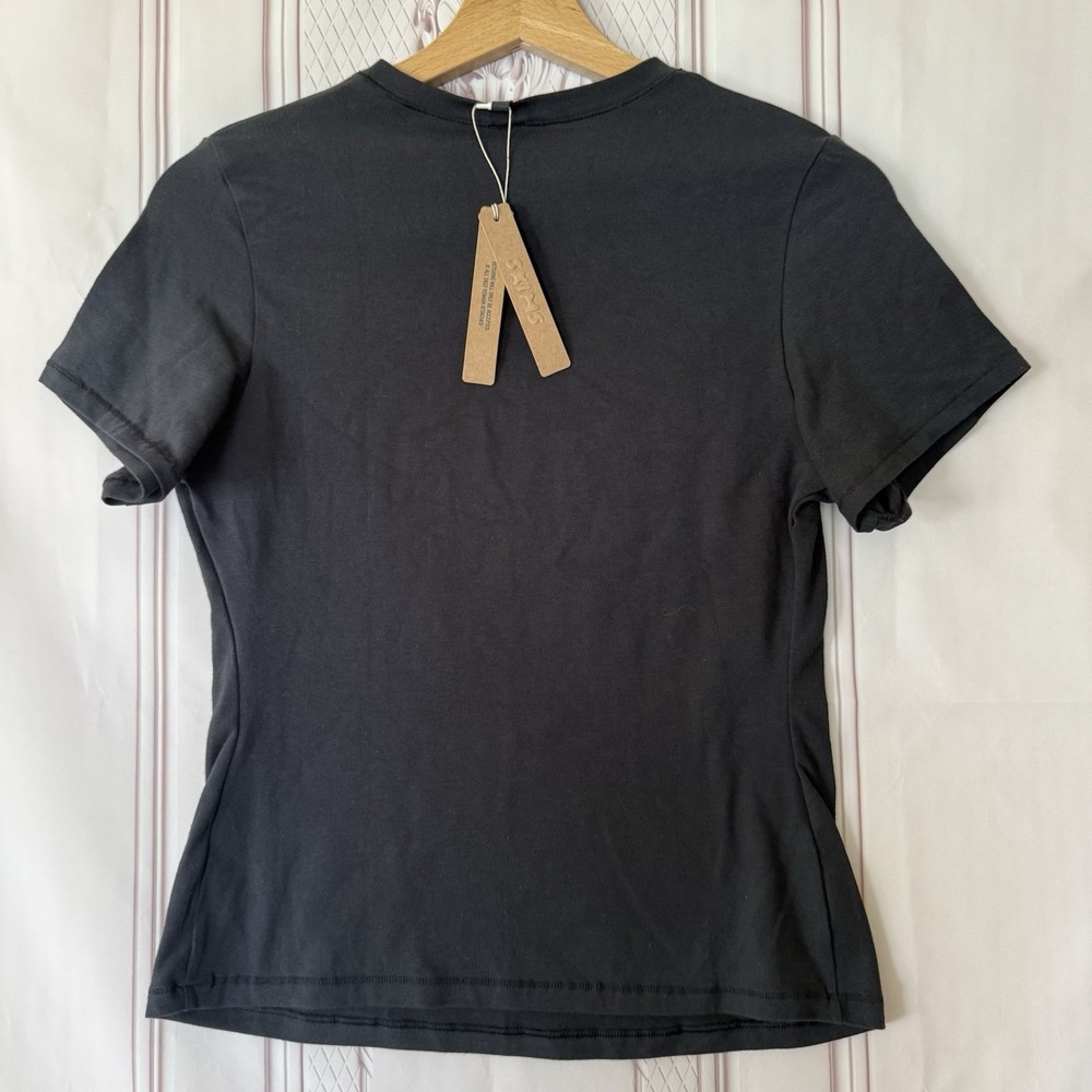 SKIMS Cotton Jersey Short Sleeve T-Shirt Soot Black Size Large NWT - Picture 4 of 10
